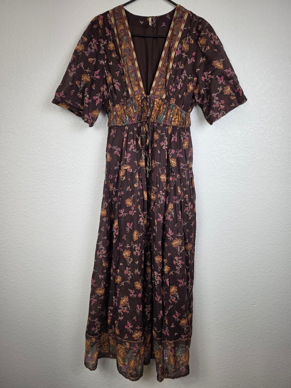 Free People Floral Cotton Rayon Midi Dress Small